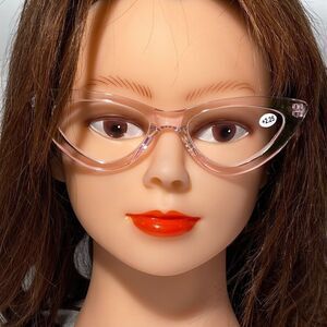 1339 Emma Cateye Reading Glasses 2.25 Clear Pink Readers NWT